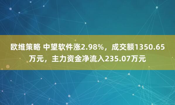 欧维策略 中望软件涨2.98%，成交额1350.65万元，主力资金净流入235.07万元